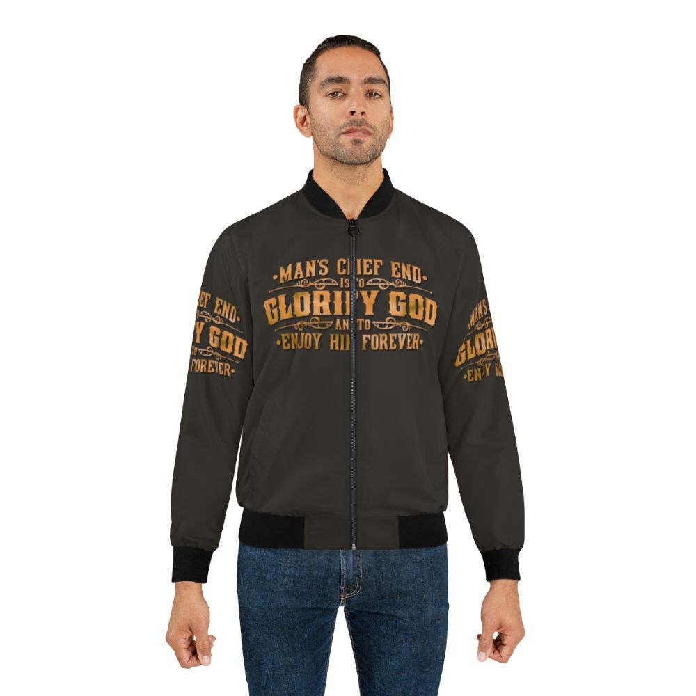 Reformed Theology Westminster Catechism Answer #1 Christian Bomber Jacket - Lifestyle