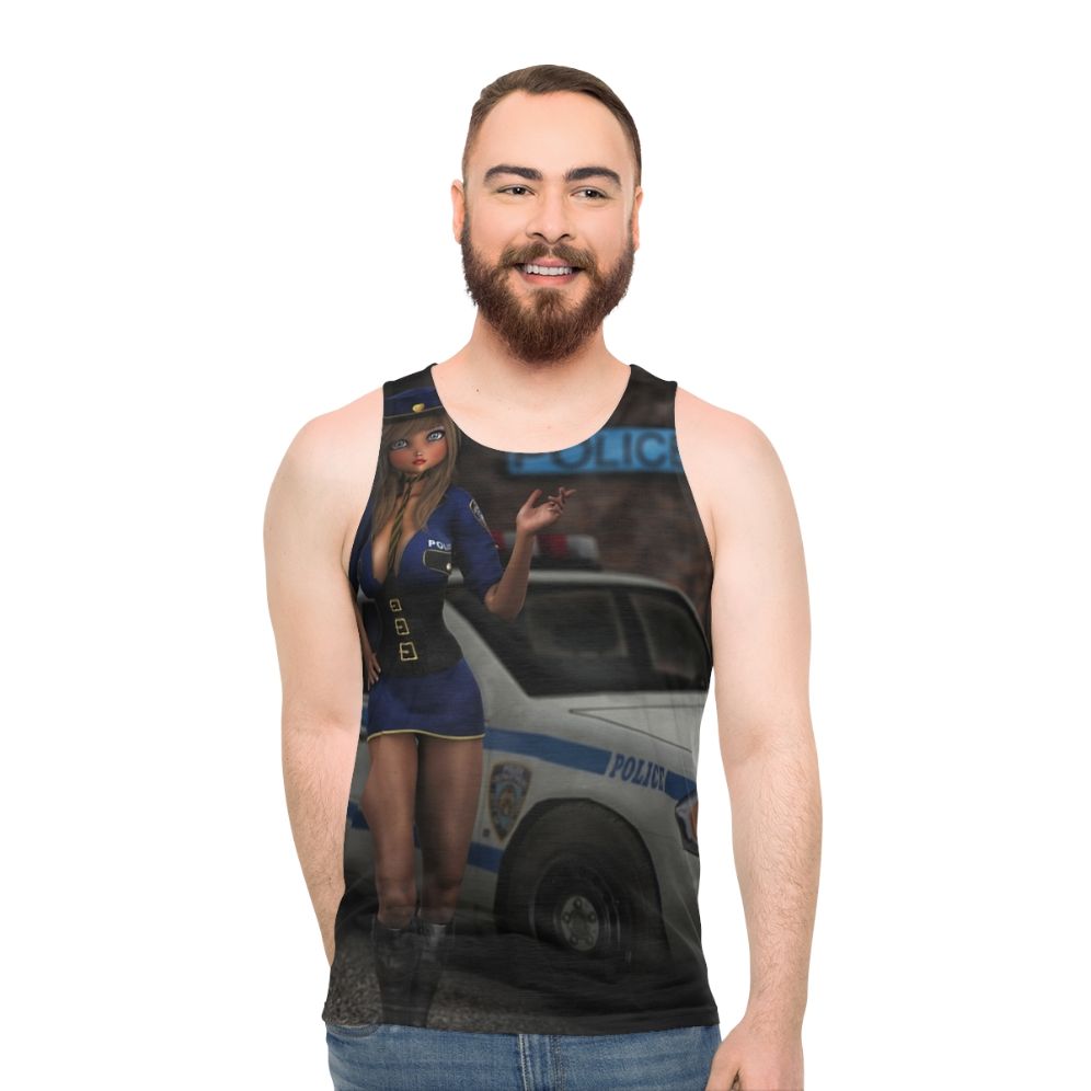 Unisex superhero costume police uniform anime-style tank top - men