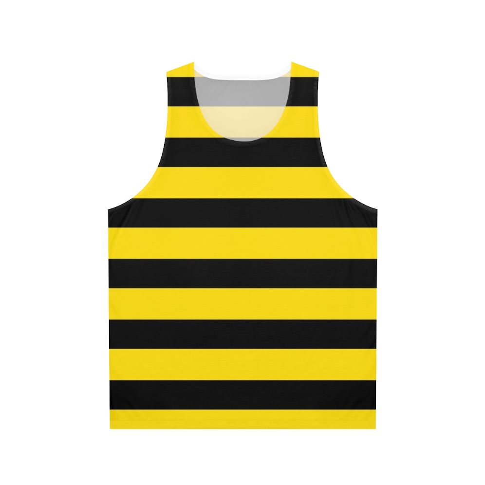 Wide horizontal yellow and black striped unisex tank top