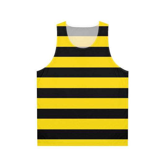 Wide horizontal yellow and black striped unisex tank top