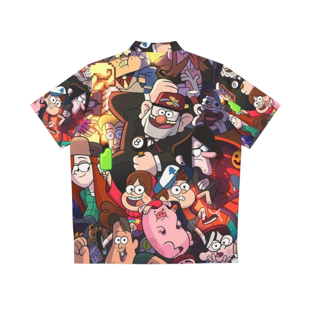 Gravity Falls Cartoon Hawaiian Shirt with Dipper Pines and Waddles the Pig - Back