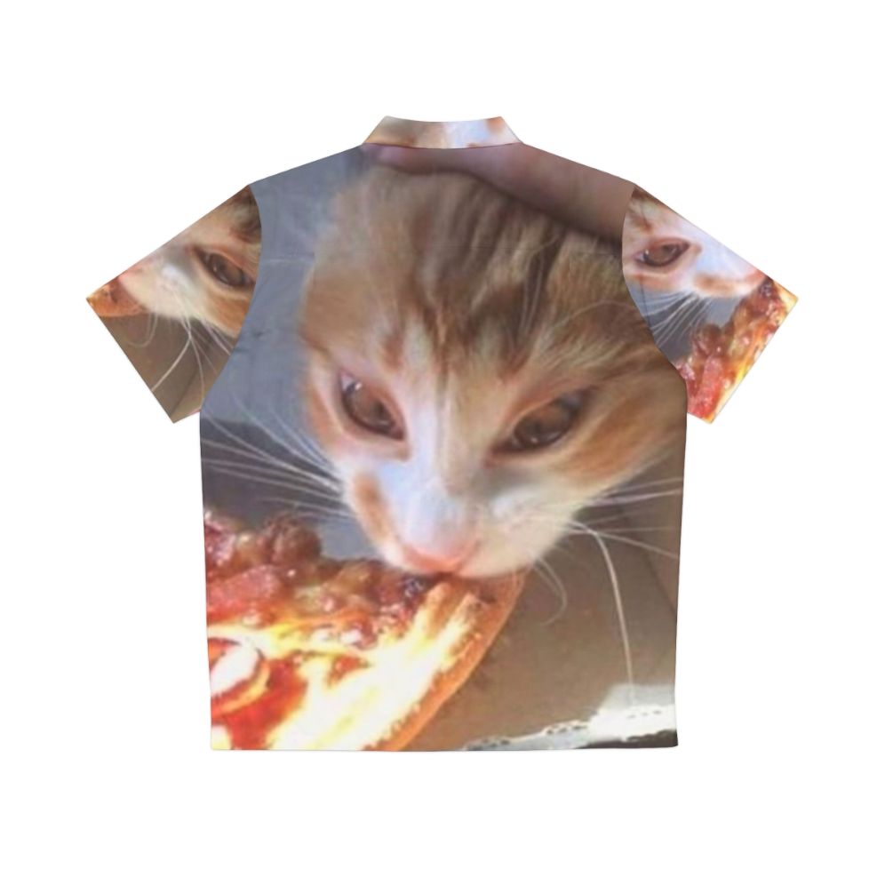 Cat licking pizza on a Hawaiian shirt - Back