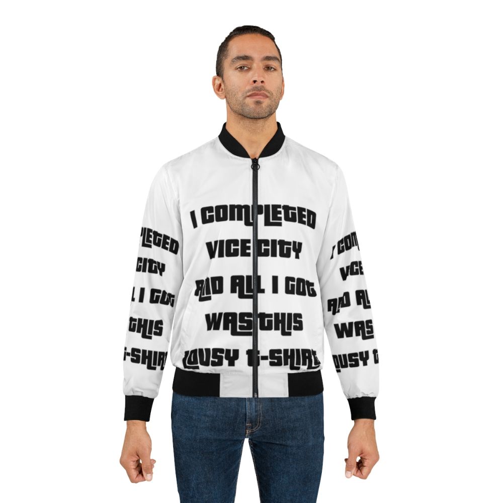 GTA Vice City inspired bomber jacket with retro 80s vaporwave design - Lifestyle