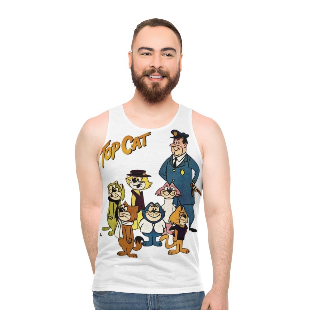 Vintage Retro Cartoon Cat Unisex Summer Tank Top - men