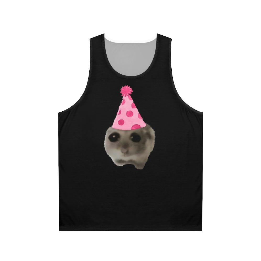 Sad hamster birthday party viral meme unisex tank top