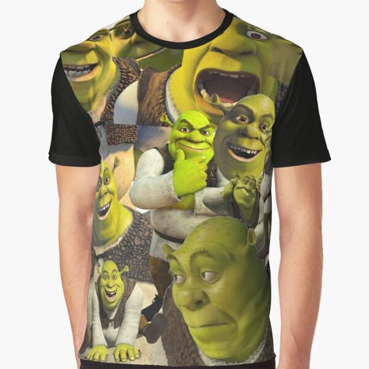 Shrek graphic t-shirt featuring the iconic characters from the popular animated film franchise