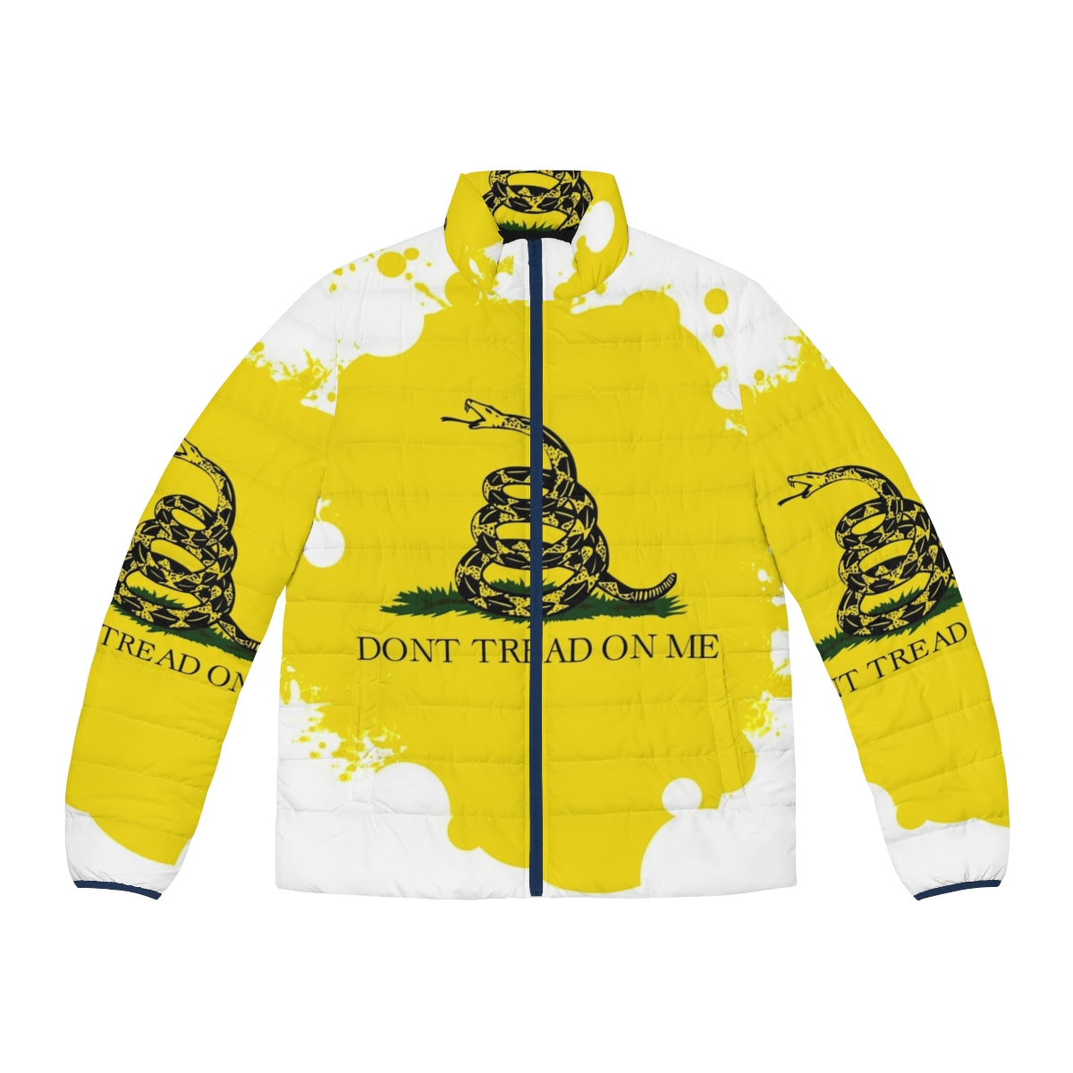 Puffer jacket with don't tread on me art design