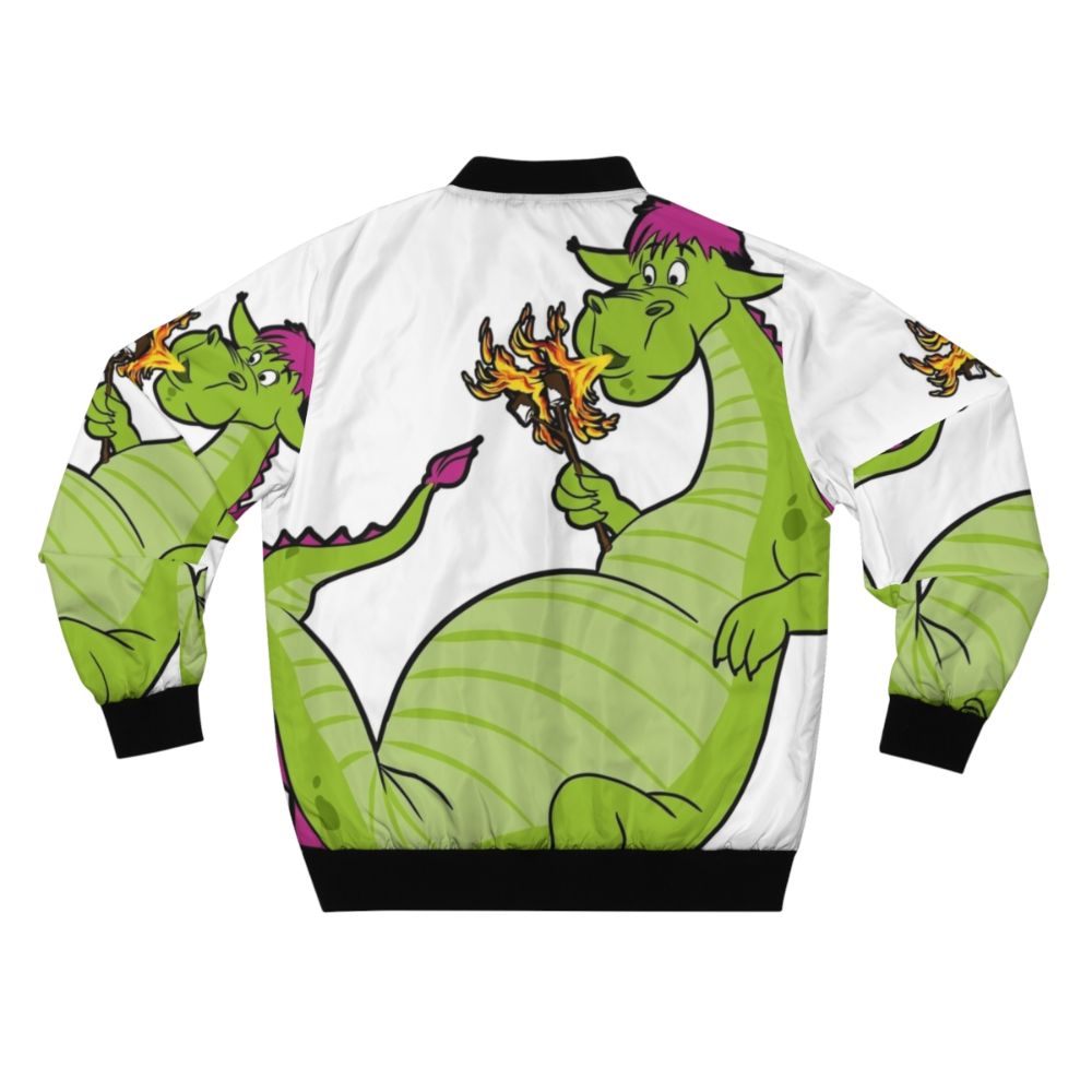 Elliot the fire breathing dragon illustration on a kids bomber jacket - Back