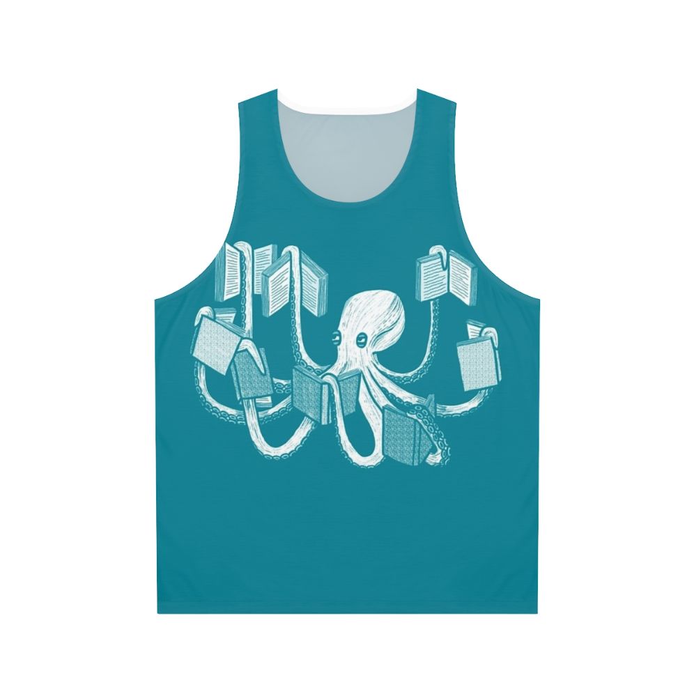 Unisex tank top with octopus and book design