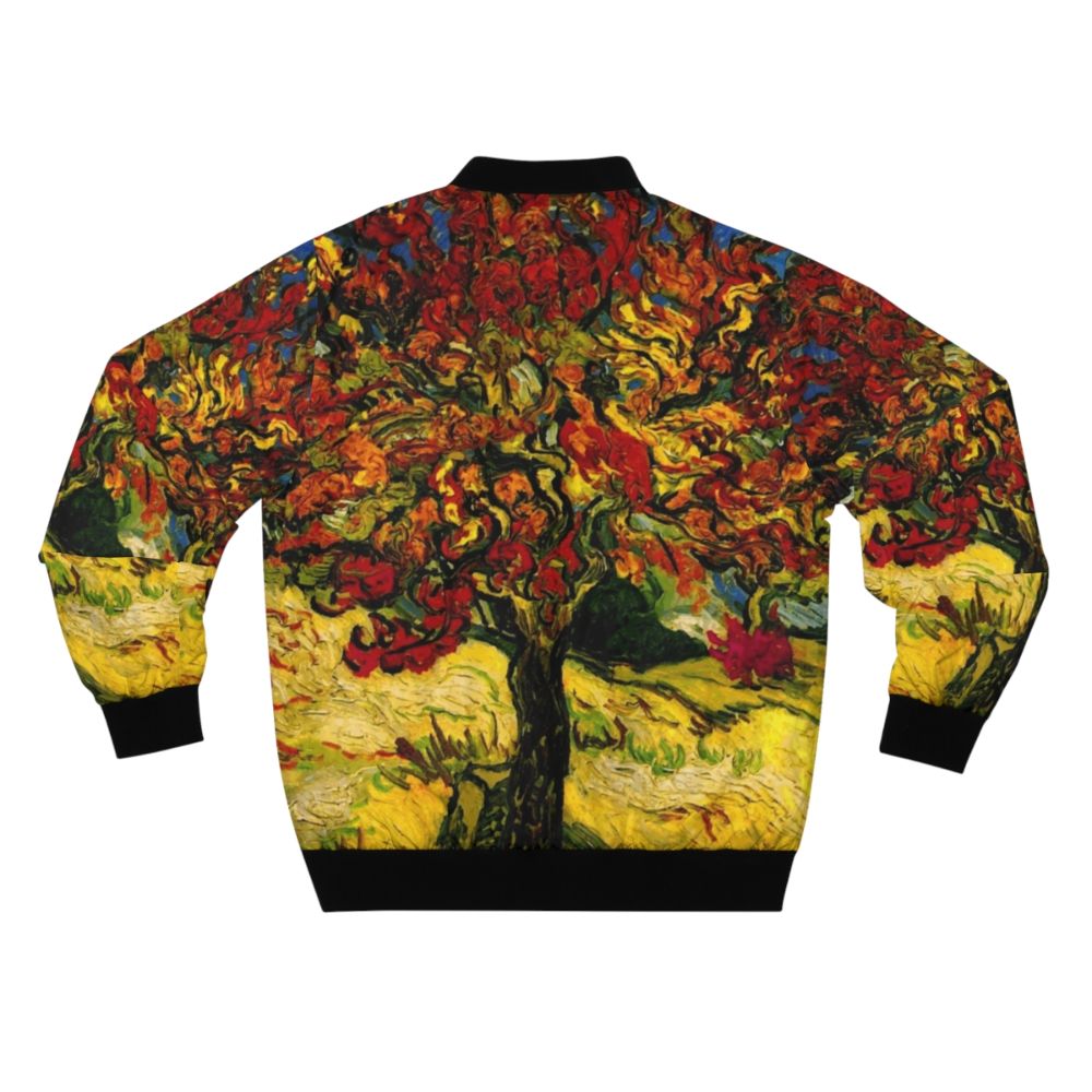 Vibrant bomber jacket featuring a print of Van Gogh's famous Mulberry Tree painting - Back