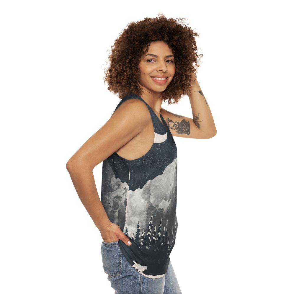 Winter Wolf Nature Inspired Unisex Tank Top - women side