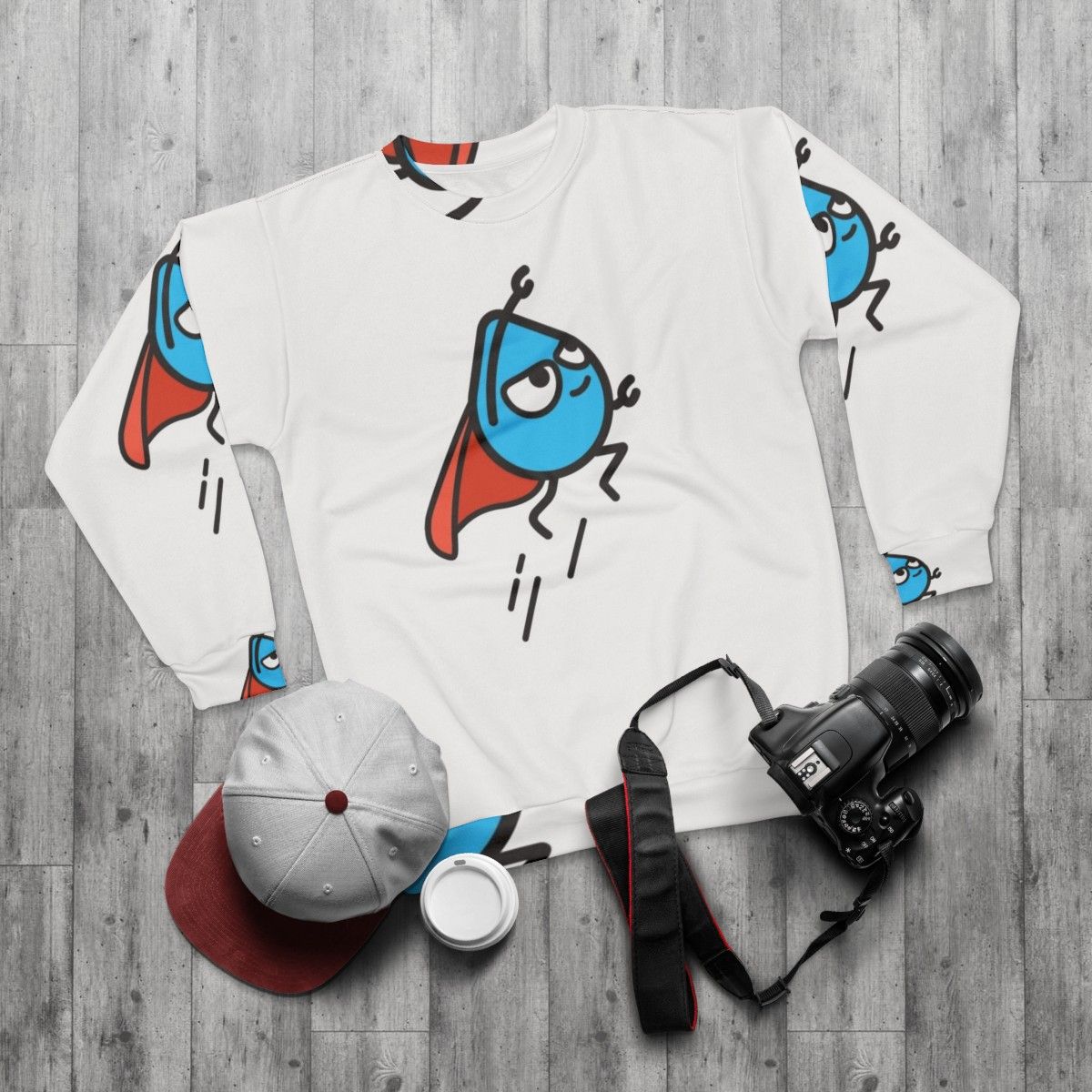 Drupal Hero Sweatshirt featuring a stylized graphic design - flat lay