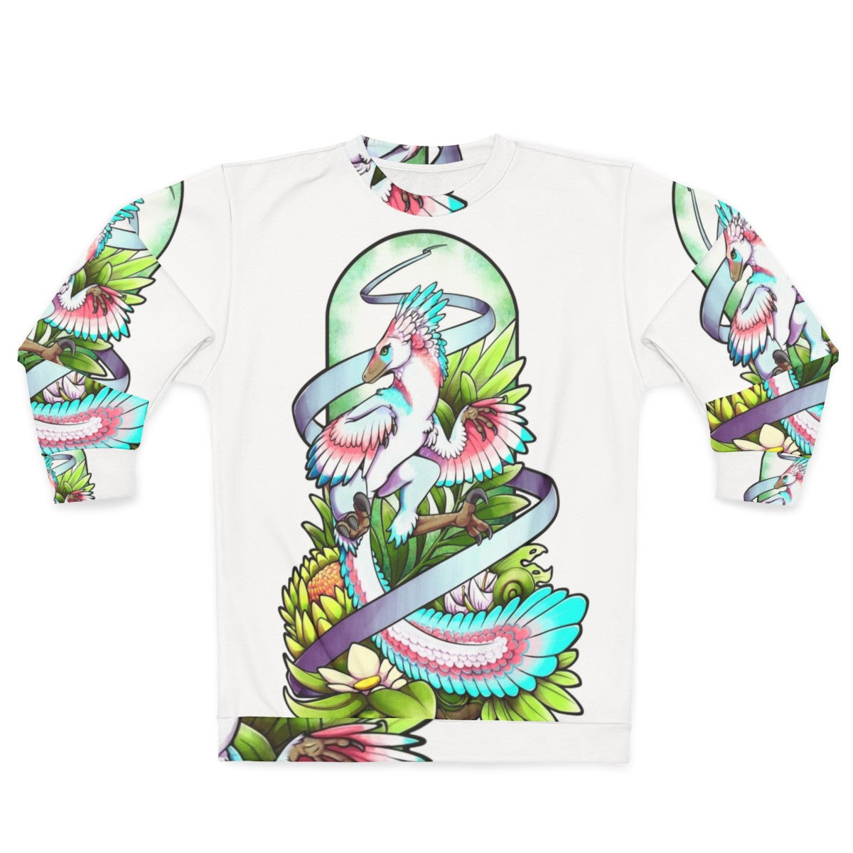 Sylveraptor dinosaur raptor sweatshirt with nature inspired design