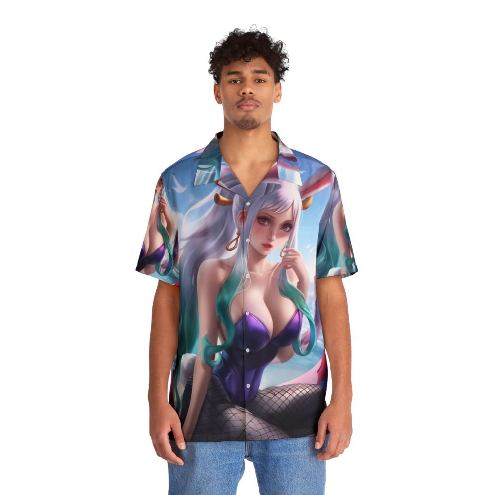 Cute anime-style Hawaiian shirt featuring a Japanese-inspired design - People Front