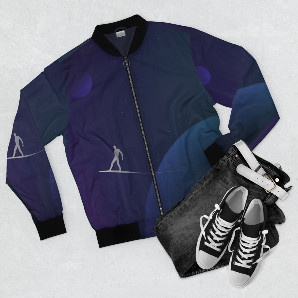 Silver Surfer Minimal Design Bomber Jacket - Flat lay