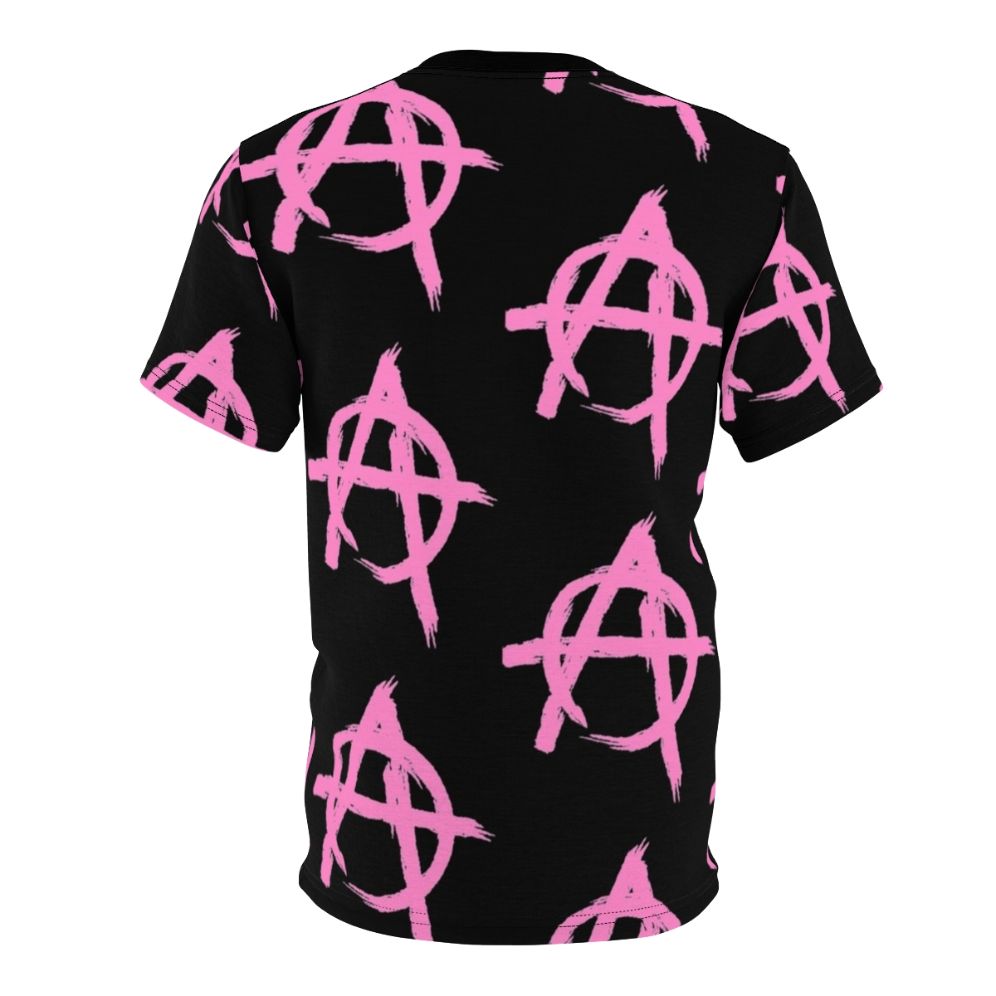 Vibrant pink anarchy-inspired t-shirt with stylish graphics for music fans - Back