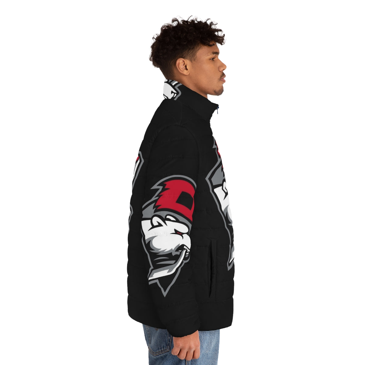 Charlotte Checkers Puffer Jacket featuring the team's logo - men side right