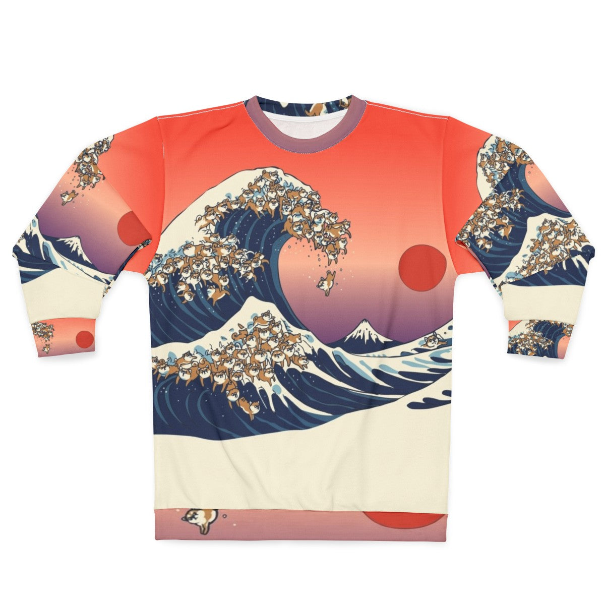 Vintage Shiba Inu Japanese Wave Graphic Sweatshirt