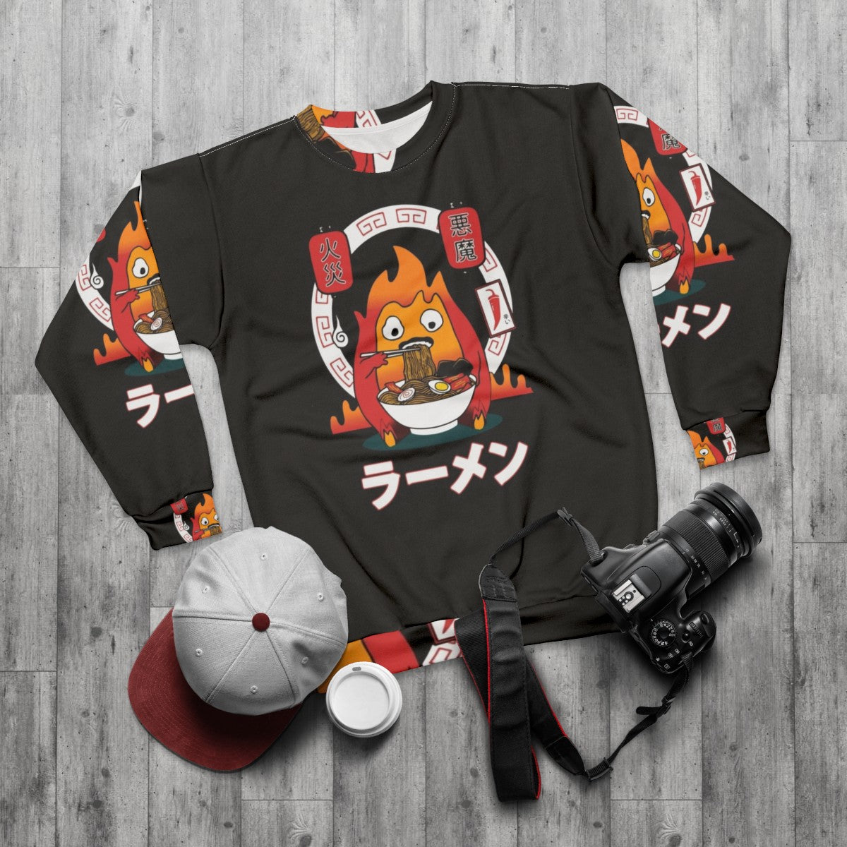 Studio Ghibli Anime Calcifer Sweatshirt - flat lay