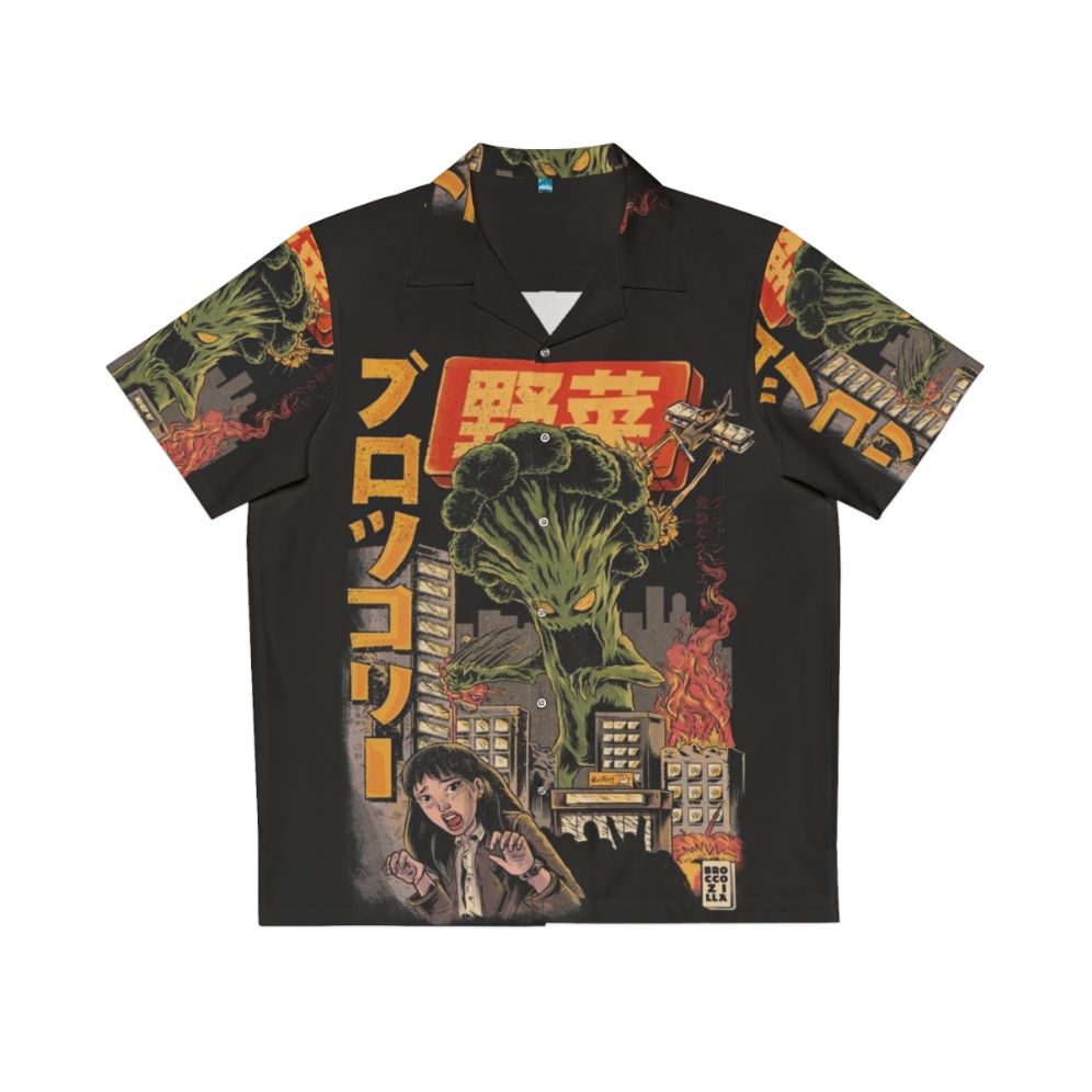 Broccozilla retro Hawaiian shirt with anime-inspired vegetable print