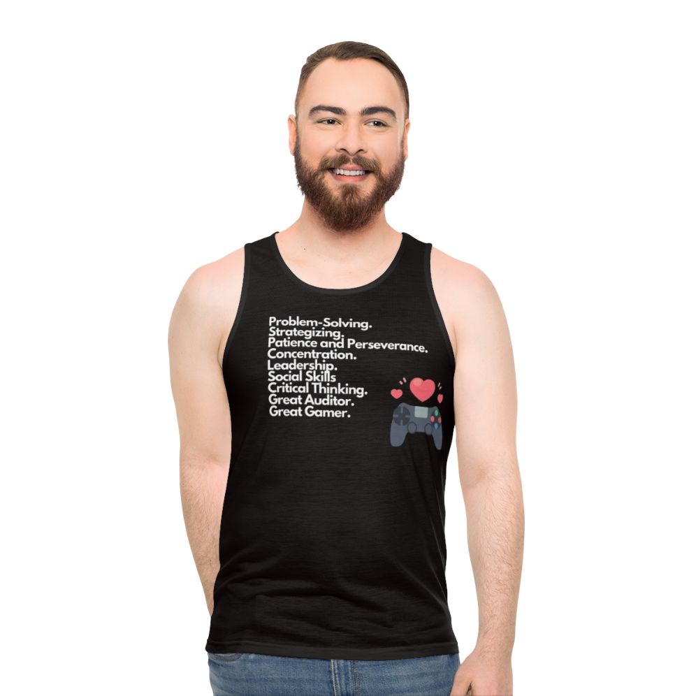 Unisex tank top for accounting and gaming enthusiasts - men