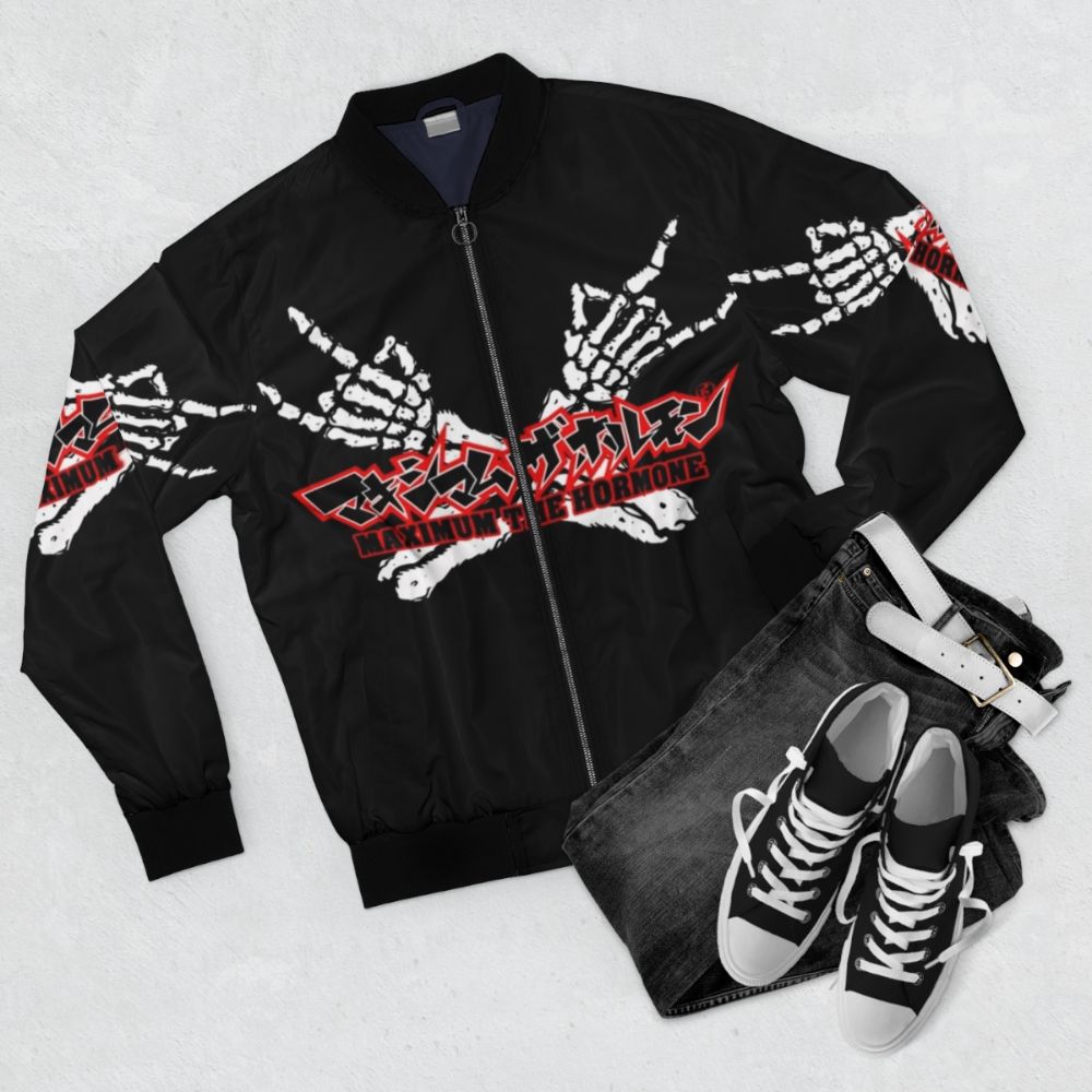 Maximum The Hormone Japanese Metal Band Classic Bomber Jacket - Flat lay