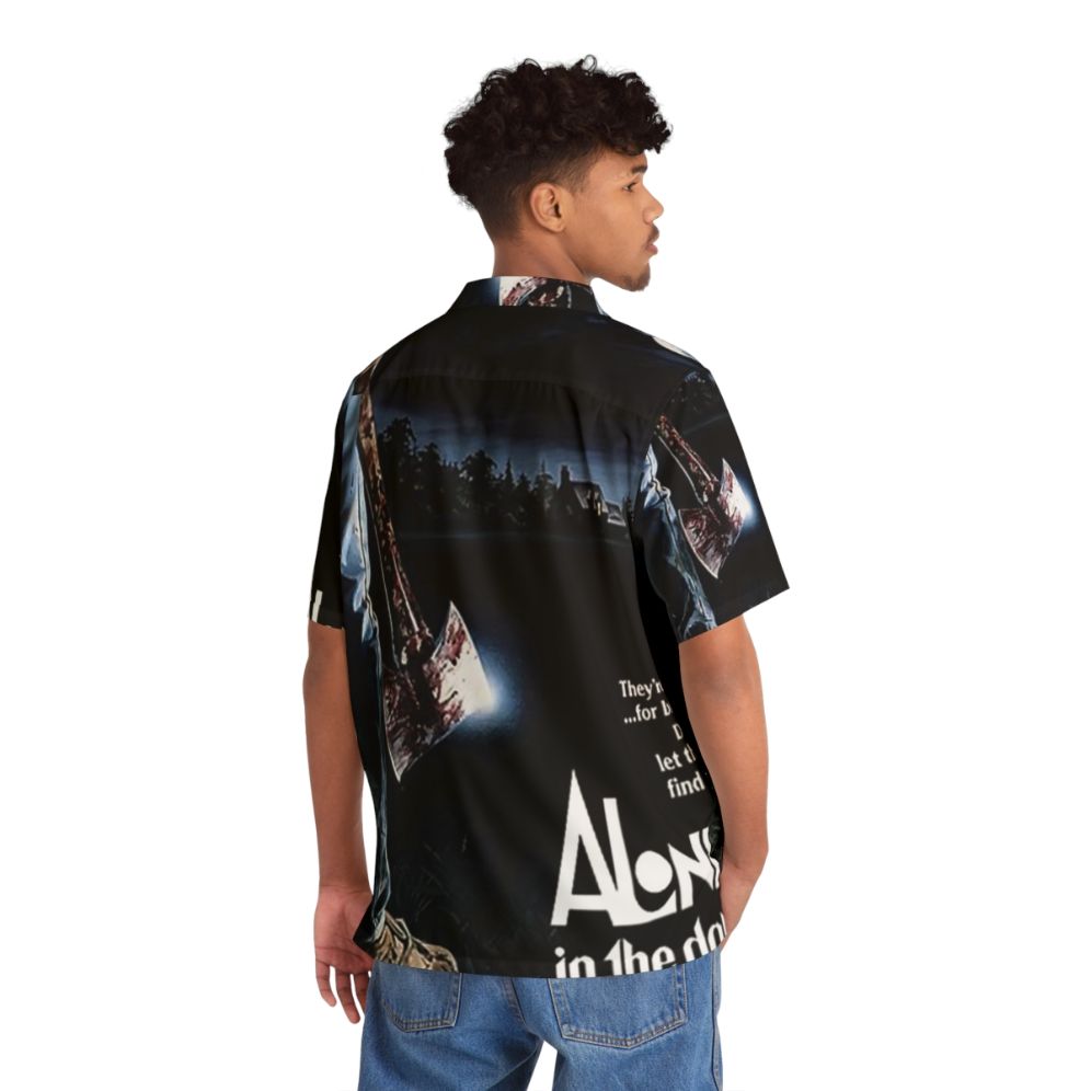 Vintage 80s horror movie "Alone In The Dark" Hawaiian shirt - Flat lay