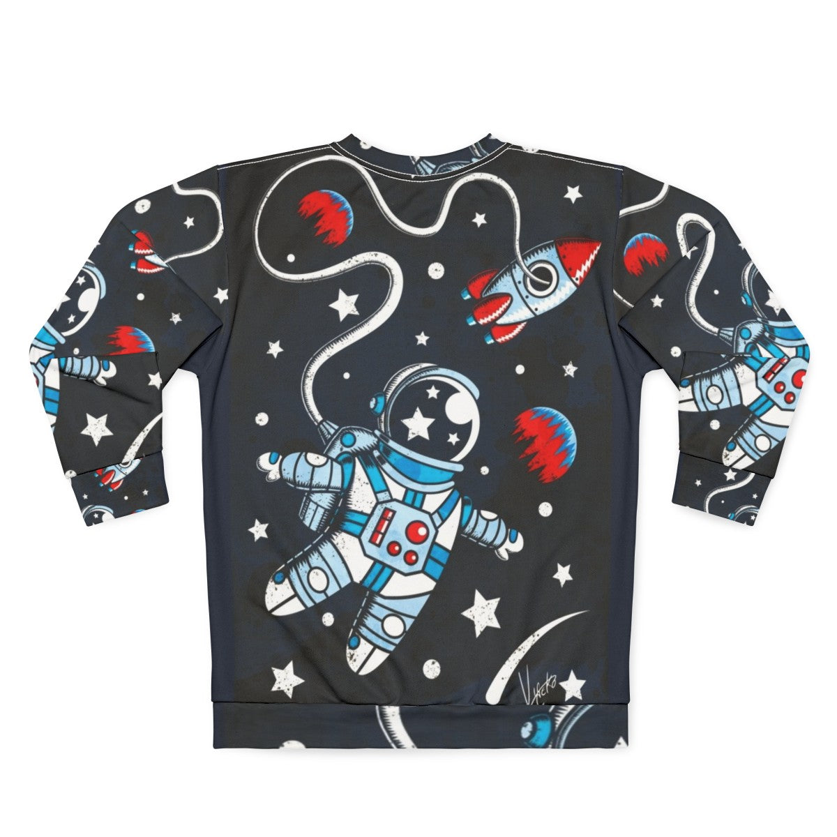 Space Walk Sweatshirt featuring a retro astronaut design - Back