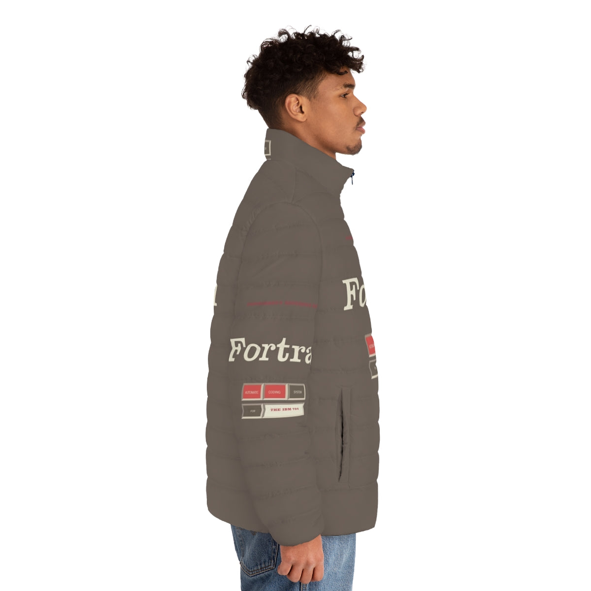 Puffer jacket featuring the iconic "Its My Life" meme by Vennu Mallesh - men side right