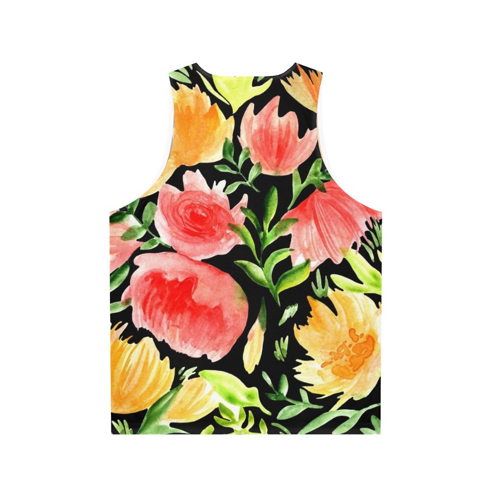 Watercolor floral art tank top - Back