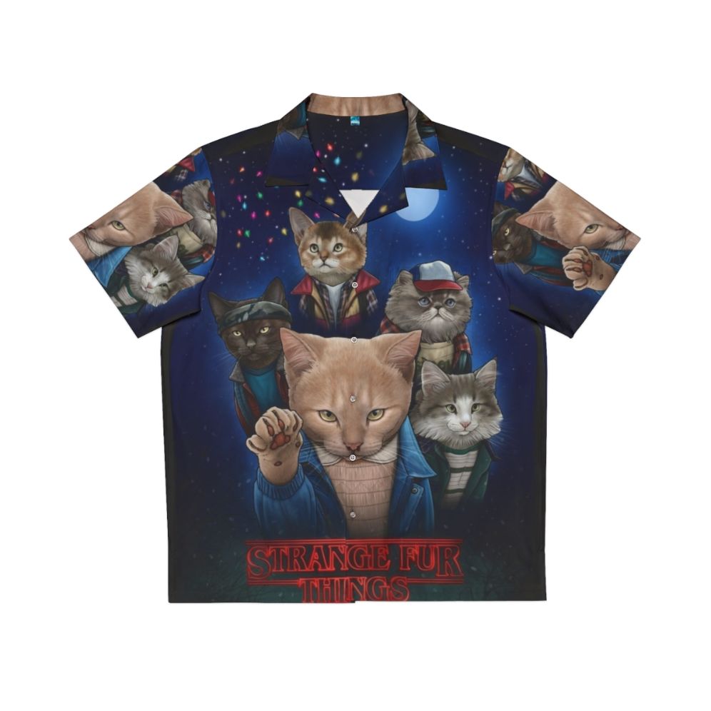 Stranger Things Hawaiian Shirt with Upside Down Cats and Kittens