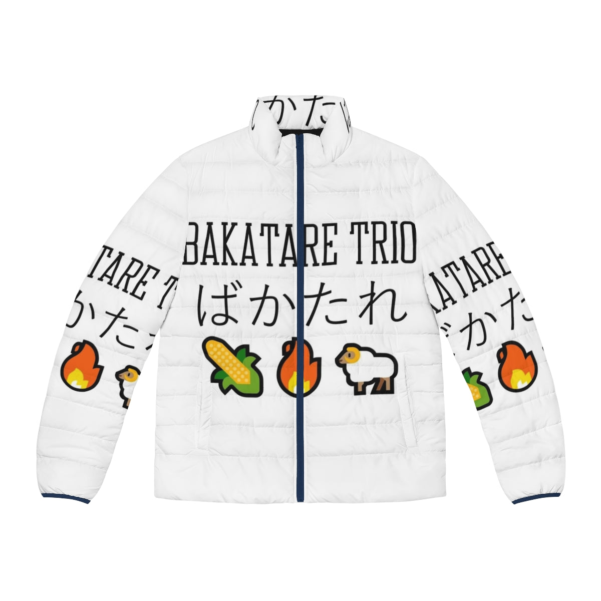 Hololive Bakatare Trio Puffer Jacket featuring Shirakami Fubuki, Shiranui Flare, and Tsunomaki Watame