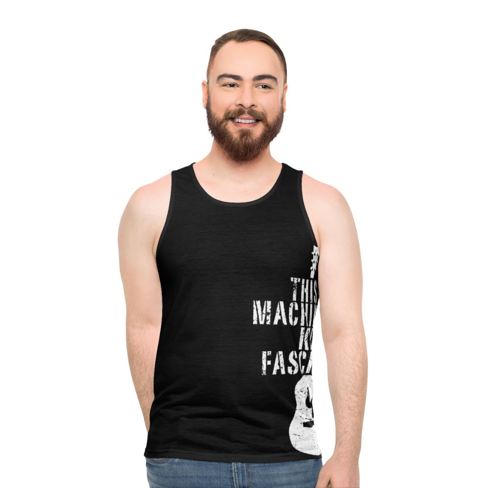 Woody Guthrie "This Machine Kills Fascists" Unisex Tank Top - men