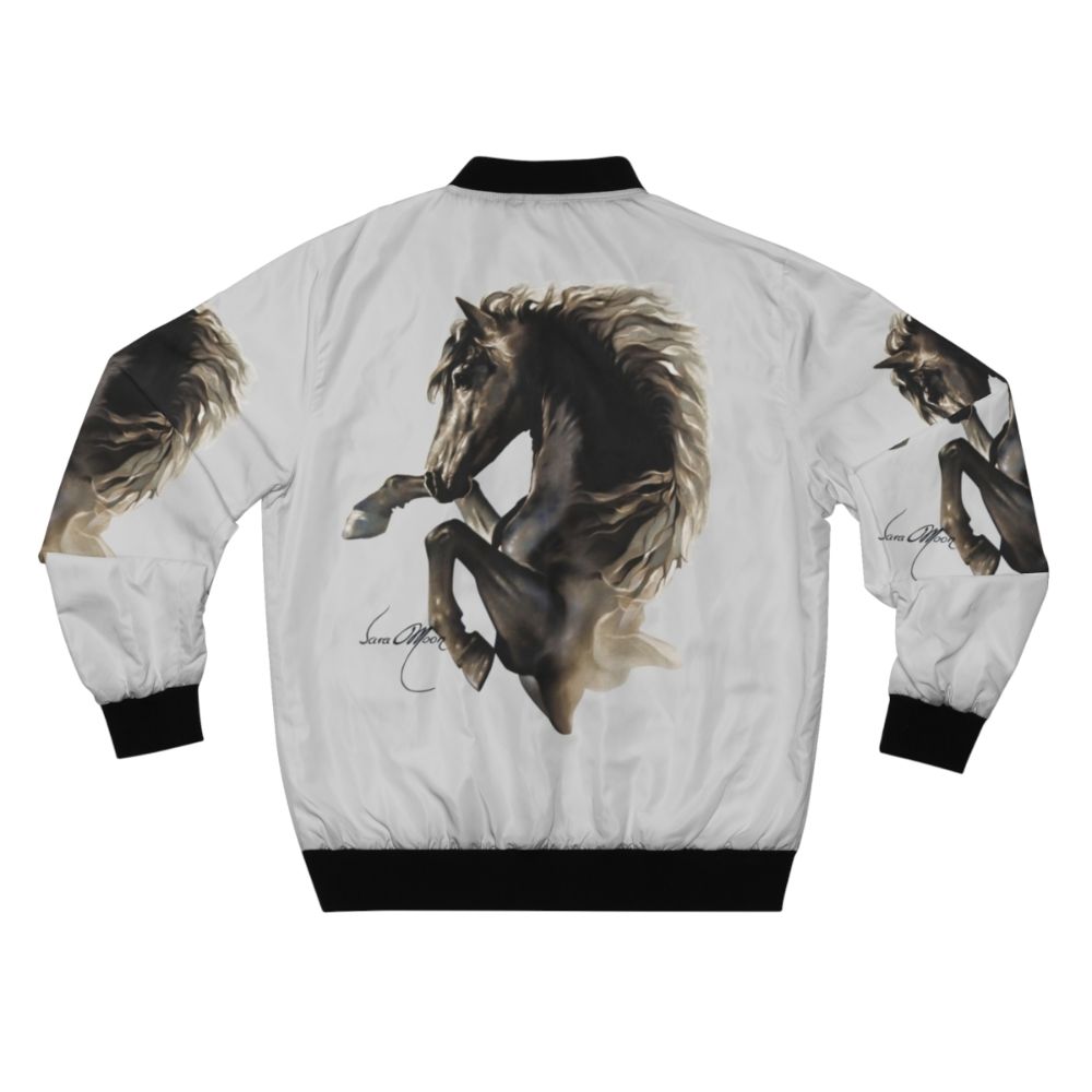 Black bomber jacket with horse and stud design - Back