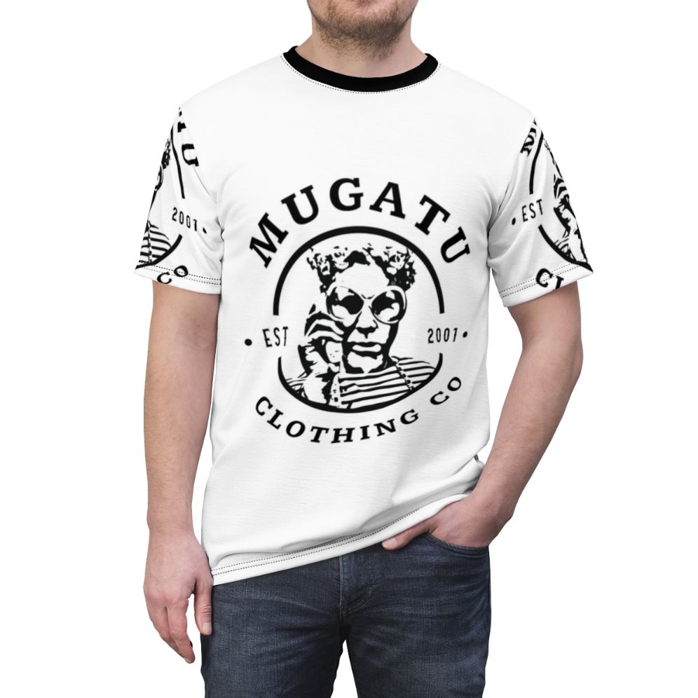 Zoolander-Inspired Mugatu Comedy T-Shirt featuring the character Mugatu from the film Zoolander - men front