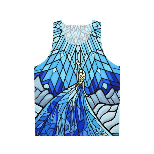 Frozen fractal stained glass window unisex tank top