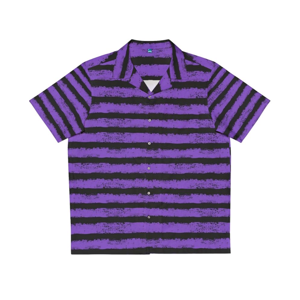 Black and purple splatter stripe Hawaiian shirt