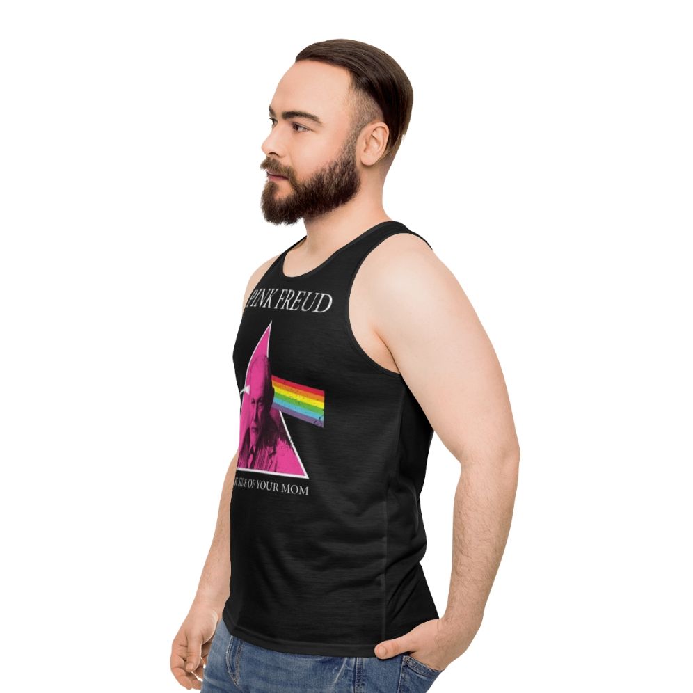 Pink Freud Unisex Tank Top with Dark Side of the Moon Design - men side