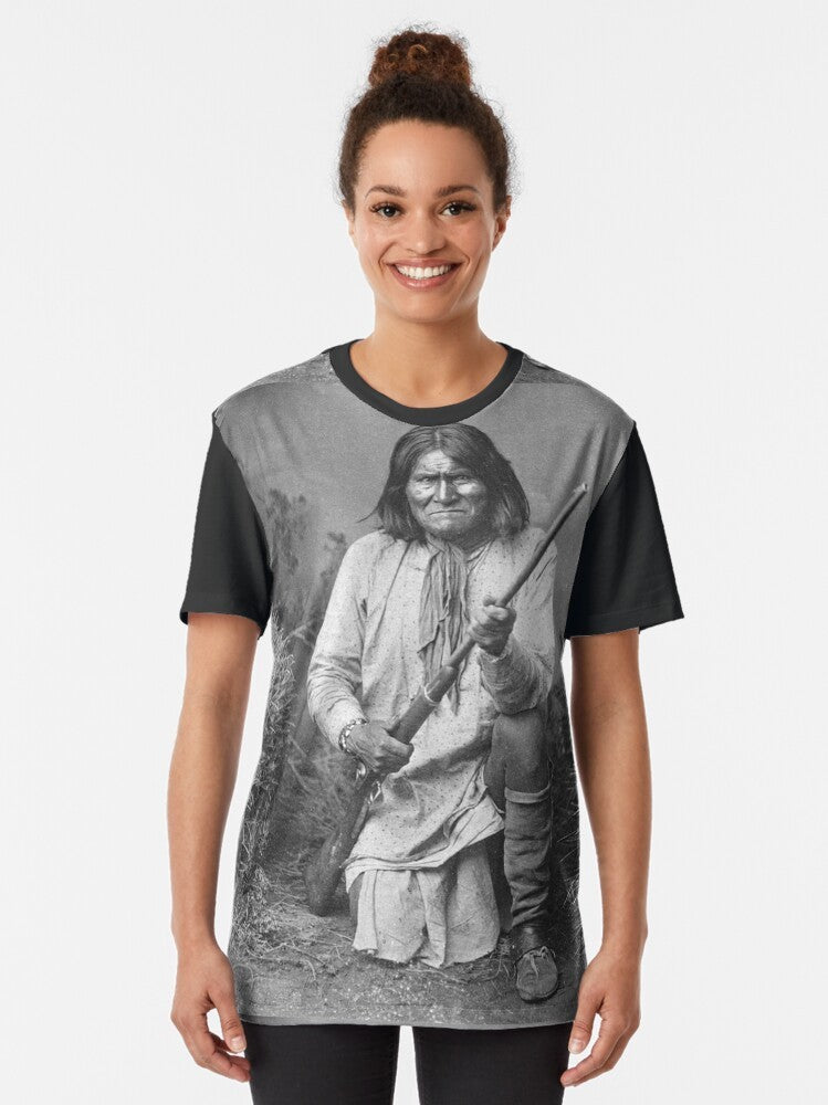 Geronimo graphic t-shirt featuring an image of the famous Apache leader and American Indian icon - Women