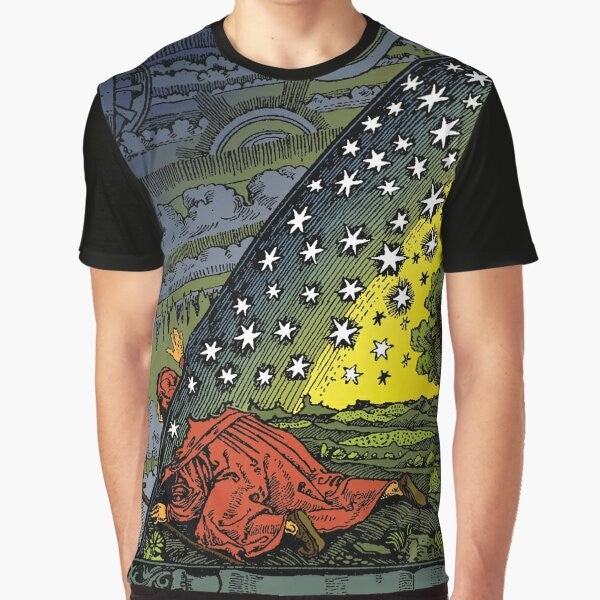 Flammarion engraving hand-coloured graphic design t-shirt