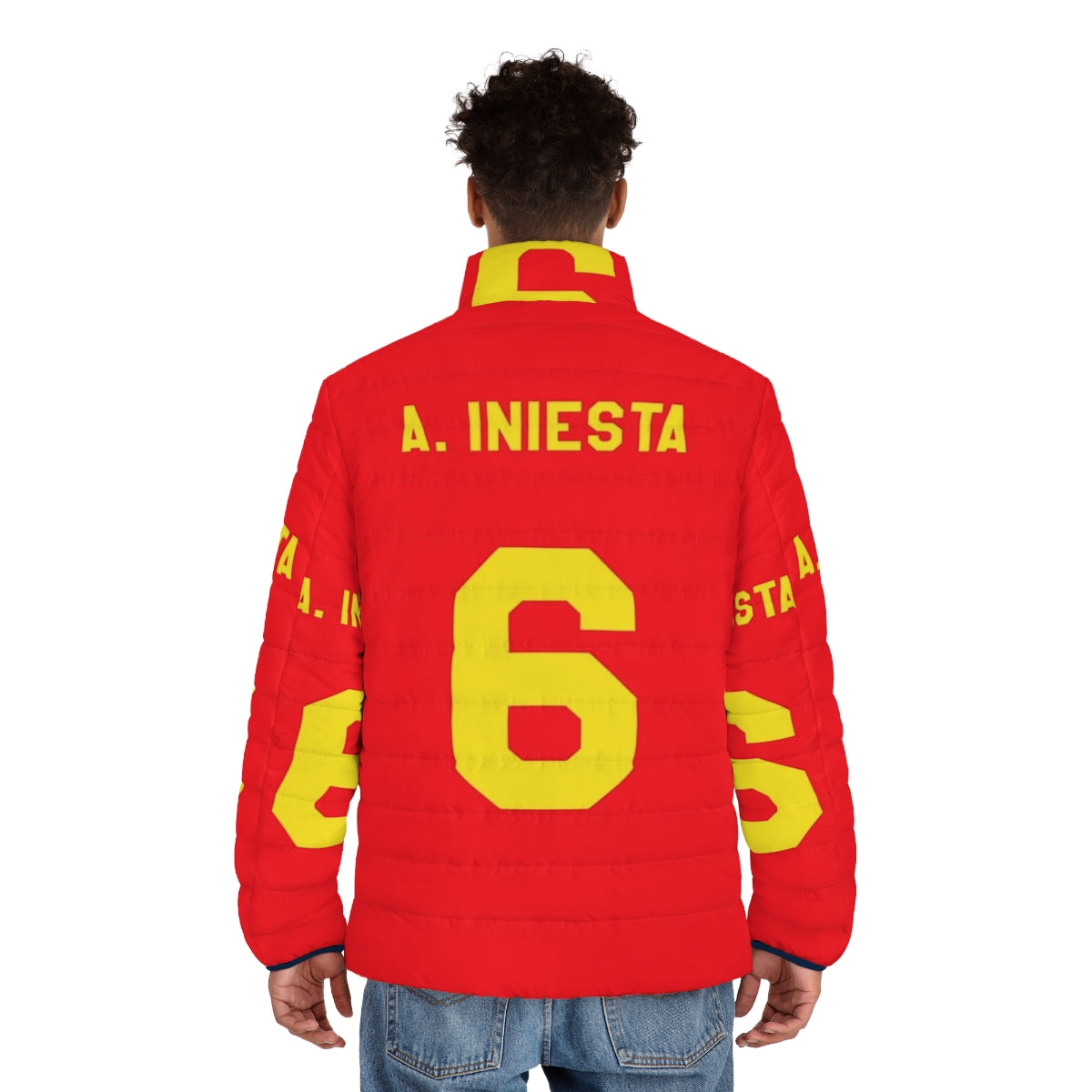 Iniesta Number 6 Spain Football Puffer Jacket - men back