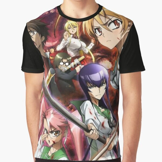 High School of The Dead Anime T-Shirt - Featuring Takashi Komuro, Saeko Busujima, and Other Main Characters