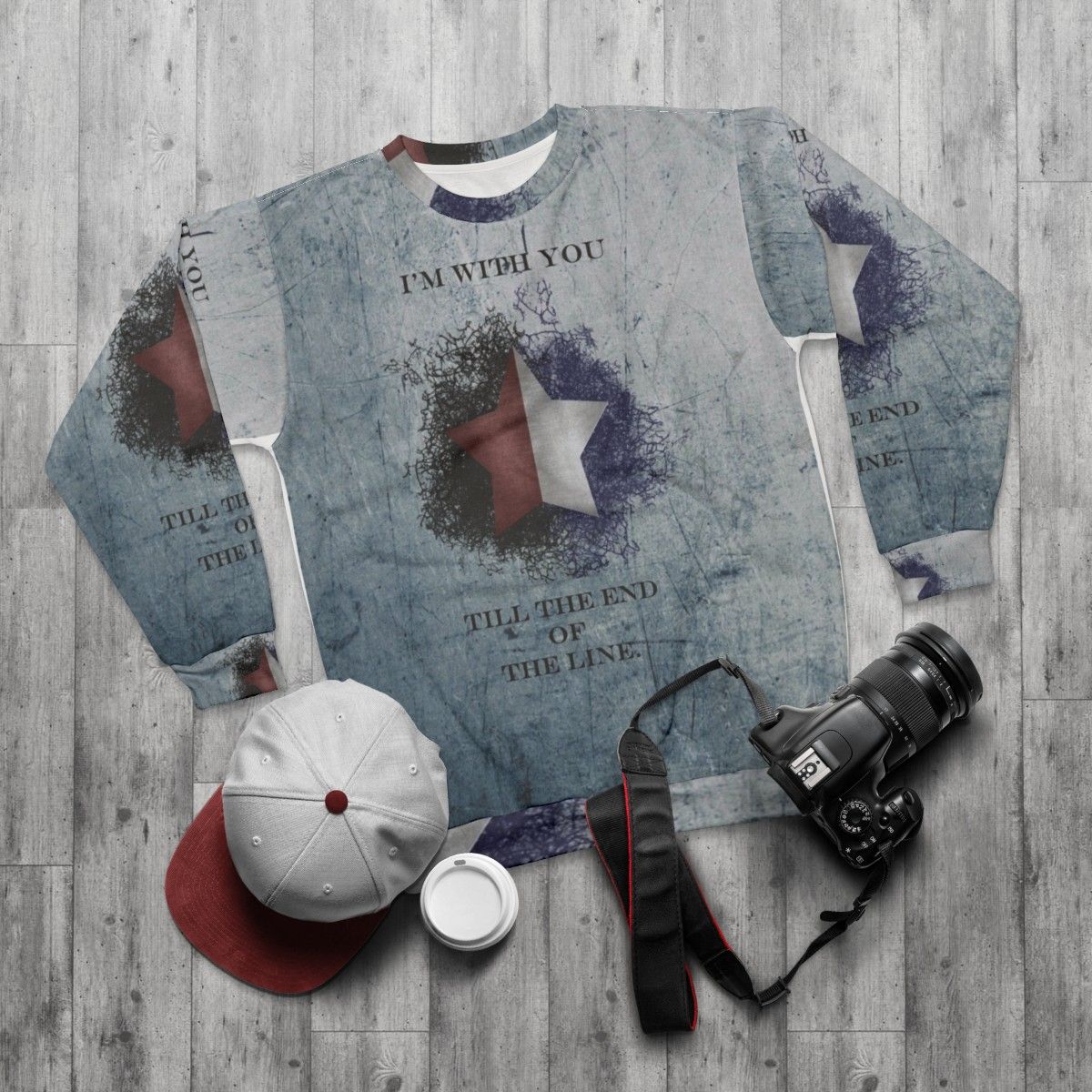 I'm With You Till The End Of The Line Ver2 Captain America Winter Soldier Bucky Barnes Sweatshirt - flat lay