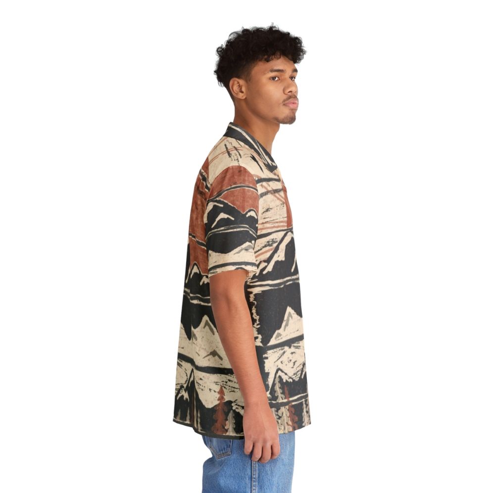 Winter Pursuits Hawaiian Shirt featuring wildlife, mountains, and forest scenery - People Pight