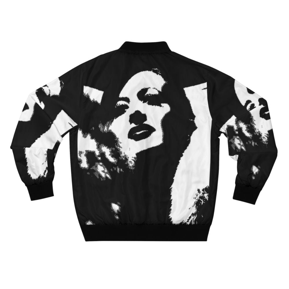 Vintage bomber jacket inspired by the classic 1930s film Letty Lynton, featuring Joan Crawford in a dark background design - Back