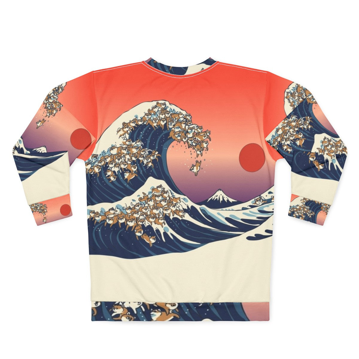 Vintage Shiba Inu Japanese Wave Graphic Sweatshirt - Back