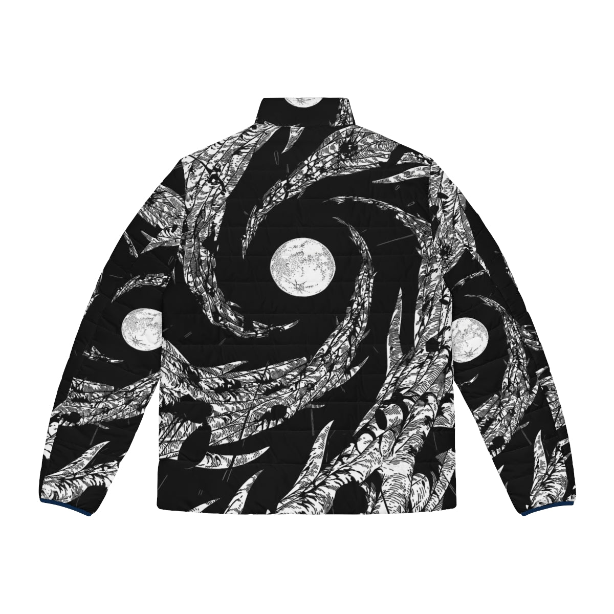 Dark Mother Puffer Jacket featuring black panther, leopard, and mountain lion design - Back