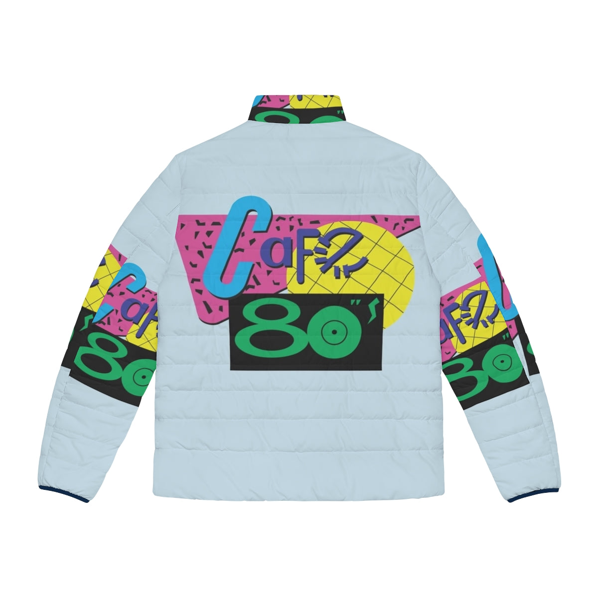 Back to the Future inspired Cafe 80s puffer jacket with retro 80s logo - Back