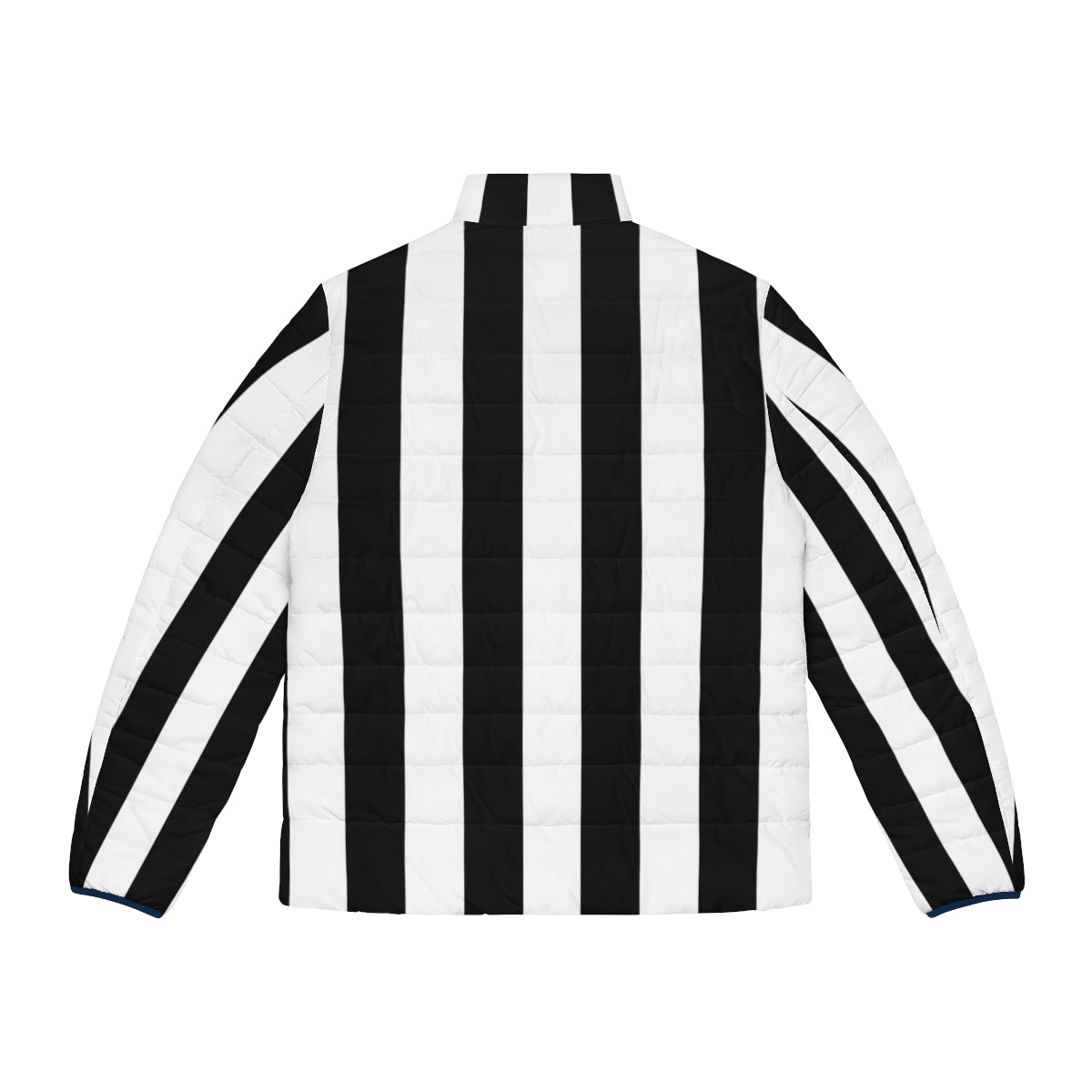 Black and white vertical striped puffer jacket - Back