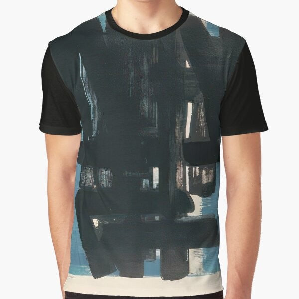 Pierre Soulages Lithographie No 5 1957 graphic t-shirt with modern, minimalist black and white design